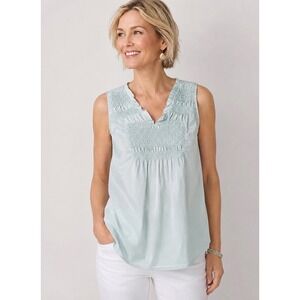 J jill  Women's  Blue Sleeveless Silk Blend Tank Top Blouse x Small layer career